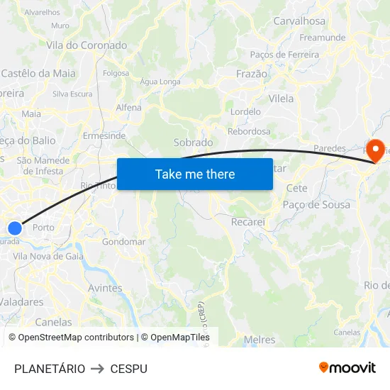 PLANETÁRIO to CESPU map