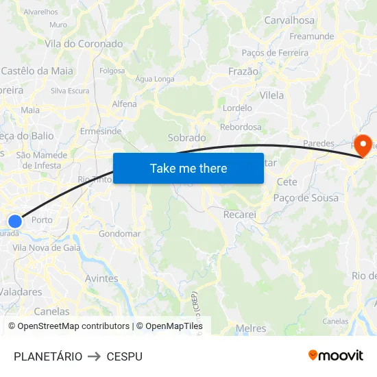 PLANETÁRIO to CESPU map
