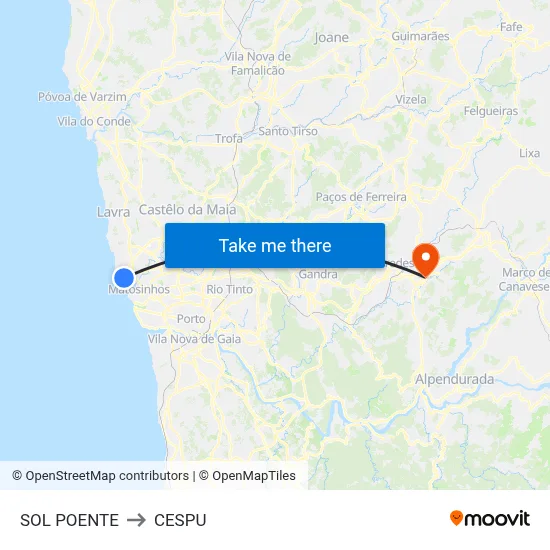 SOL POENTE to CESPU map