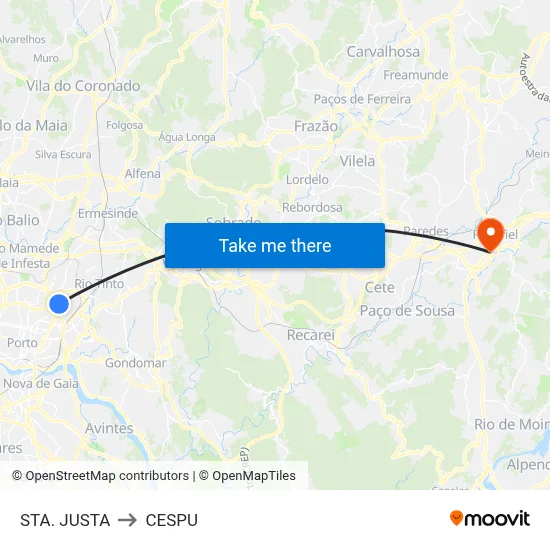 STA. JUSTA to CESPU map