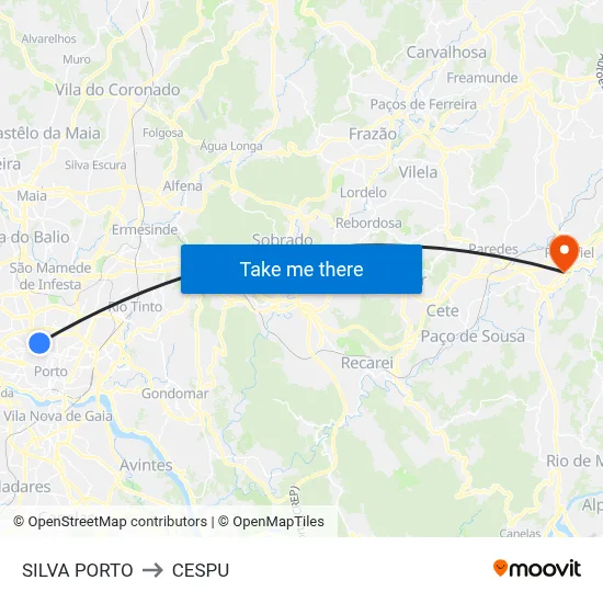 SILVA PORTO to CESPU map