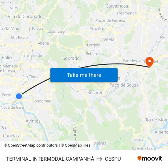 TERMINAL INTERMODAL CAMPANHÃ to CESPU map