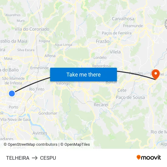 TELHEIRA to CESPU map