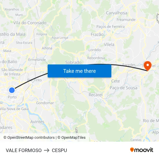 VALE FORMOSO to CESPU map
