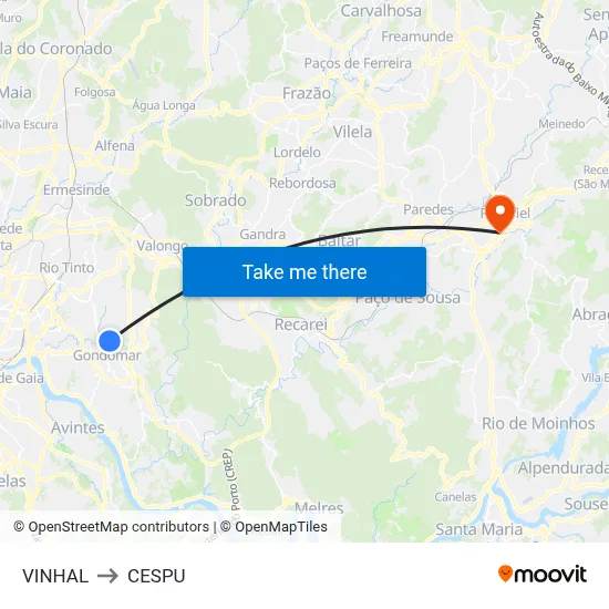 VINHAL to CESPU map