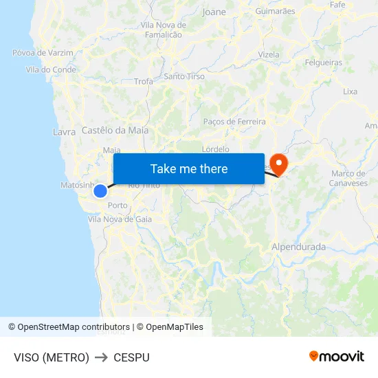 VISO (METRO) to CESPU map