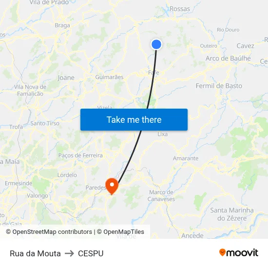 Rua da Mouta to CESPU map