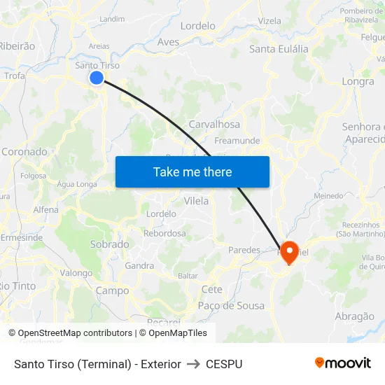 Santo Tirso (Terminal) - Exterior to CESPU map