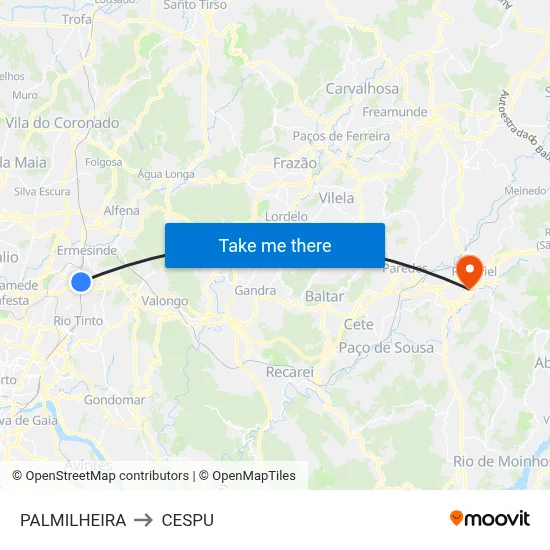PALMILHEIRA to CESPU map