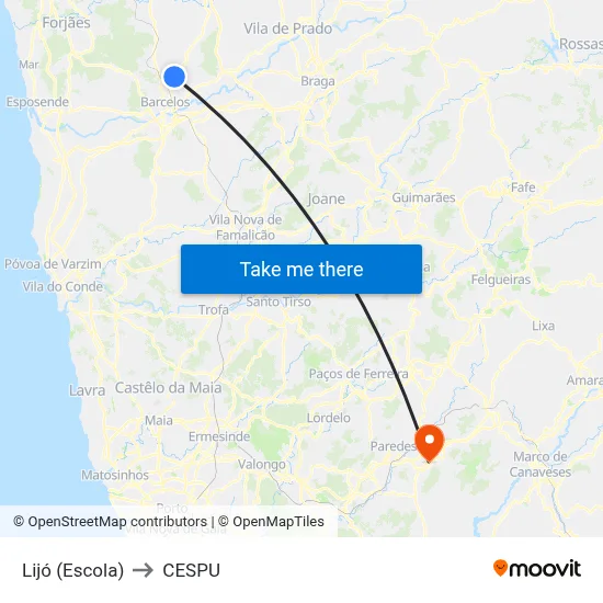 Lijó (Escola) to CESPU map