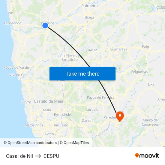 Casal de Nil to CESPU map