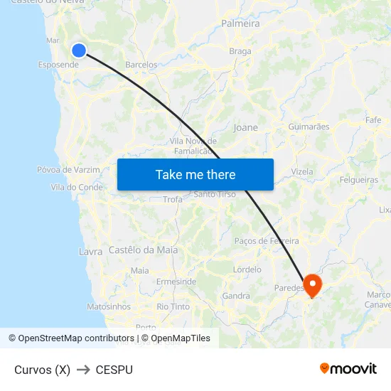 Curvos (X) to CESPU map