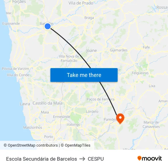 Escola Secundária de Barcelos to CESPU map