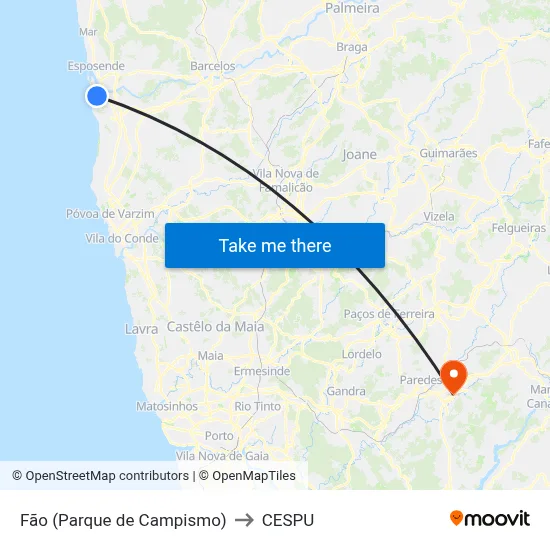Fão (Parque de Campismo) to CESPU map