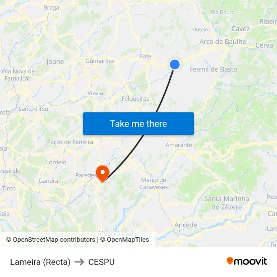 Lameira (Recta) to CESPU map