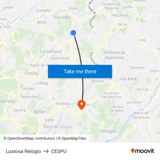 Lustosa Relógio to CESPU map