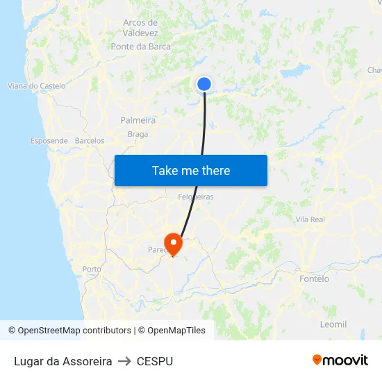 Lugar da Assoreira to CESPU map