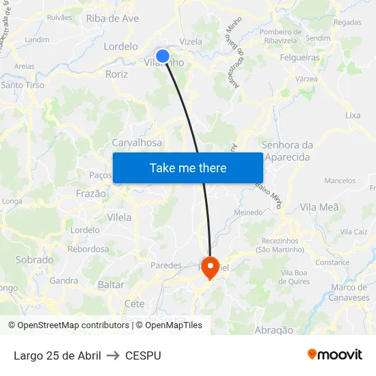 Largo 25 de Abril to CESPU map