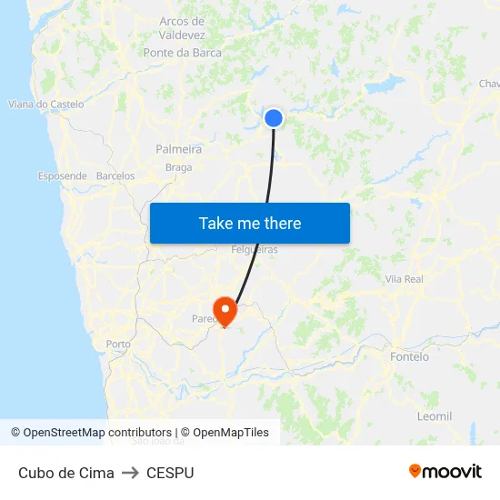 Cubo de Cima to CESPU map