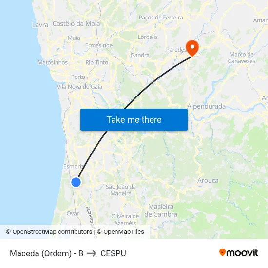 Maceda (Ordem) - B to CESPU map
