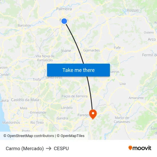 Carmo (Mercado) to CESPU map