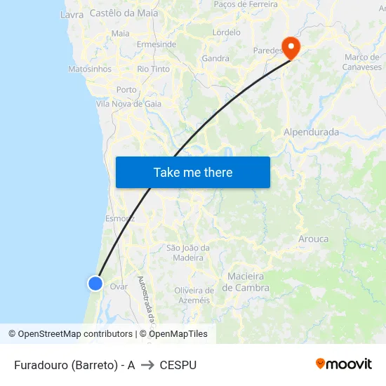 Furadouro (Barreto) - A to CESPU map