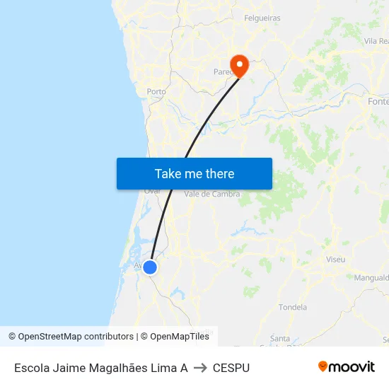 Escola Jaime Magalhães Lima A to CESPU map