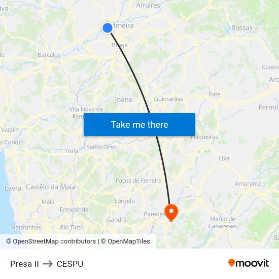 Presa II to CESPU map