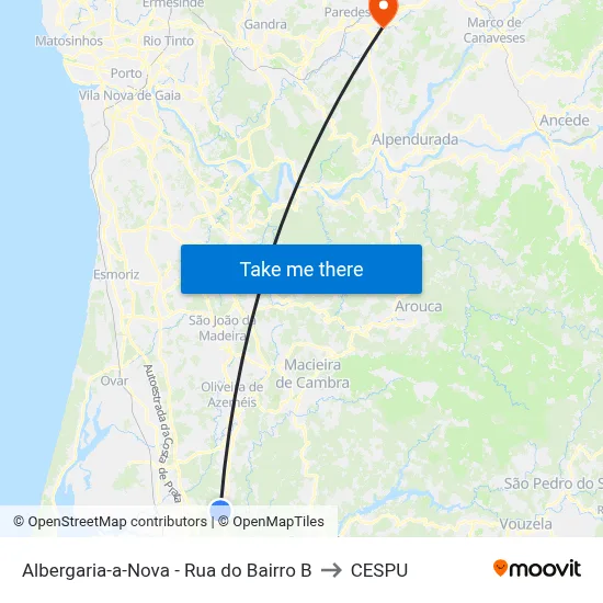 Albergaria-a-Nova - Rua do Bairro B to CESPU map