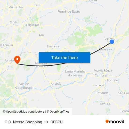 C.C. Nosso Shopping to CESPU map