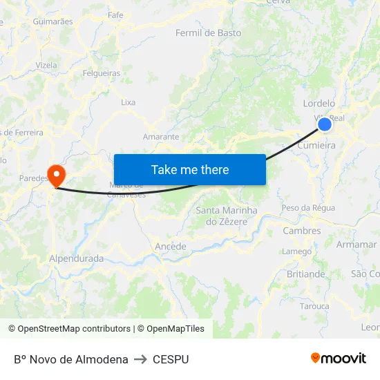 Bº Novo de Almodena to CESPU map