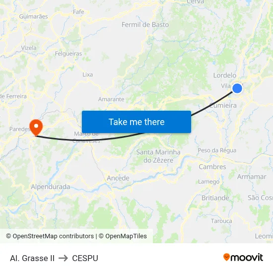 Al. Grasse II to CESPU map