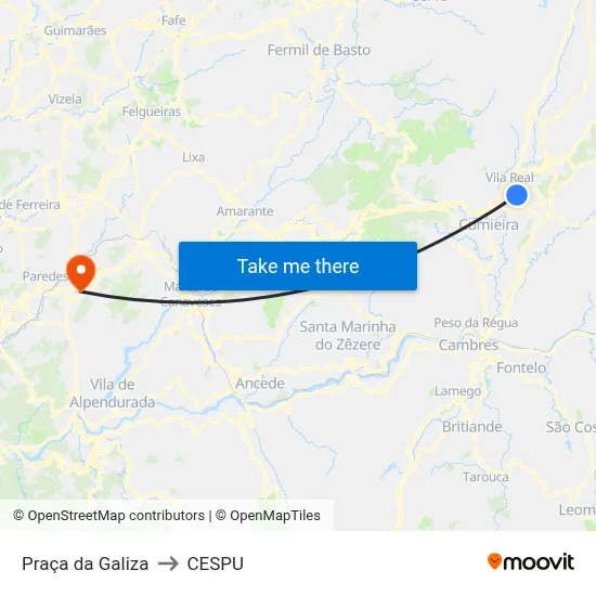 Praça da Galiza to CESPU map