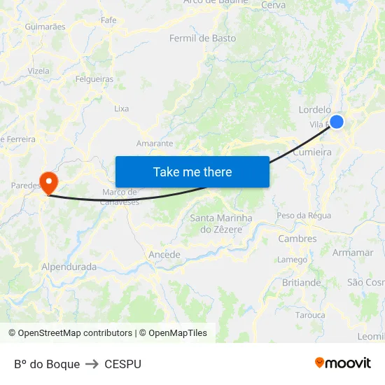 Bº do Boque to CESPU map