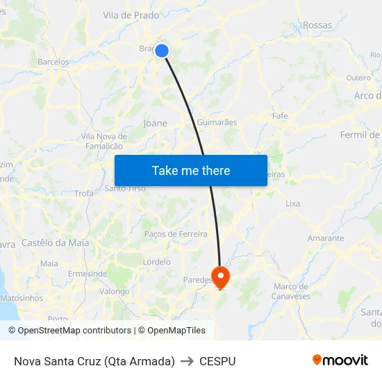 Nova Santa Cruz (Qta Armada) to CESPU map