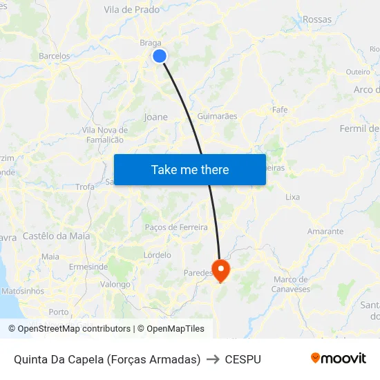 Quinta Da Capela (Forças Armadas) to CESPU map