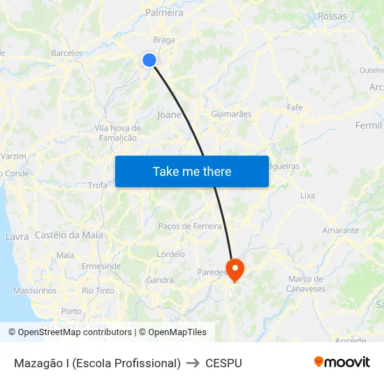 Mazagão I (Escola Profissional) to CESPU map