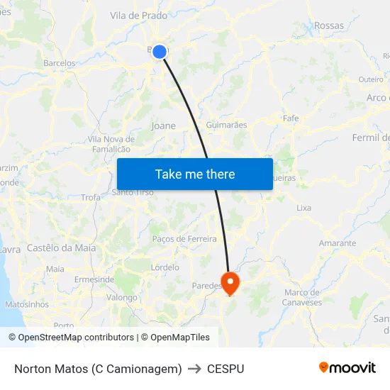 Norton Matos (C Camionagem) to CESPU map