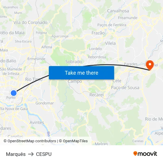 Marquês to CESPU map