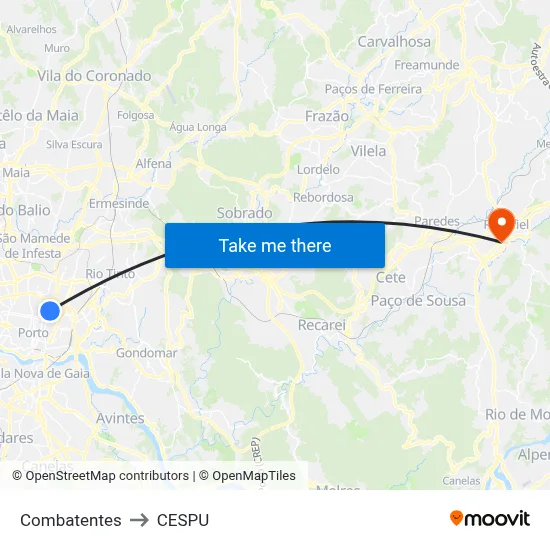 Combatentes to CESPU map