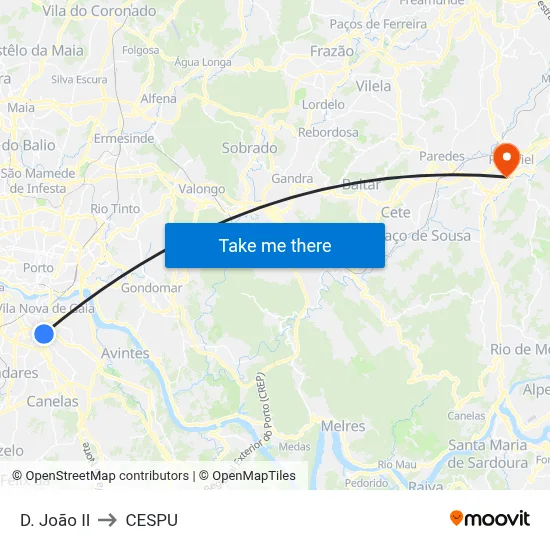 D. João II to CESPU map