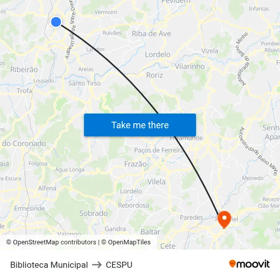 Biblioteca Municipal to CESPU map