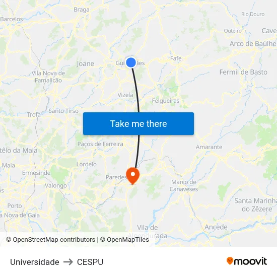 Universidade to CESPU map
