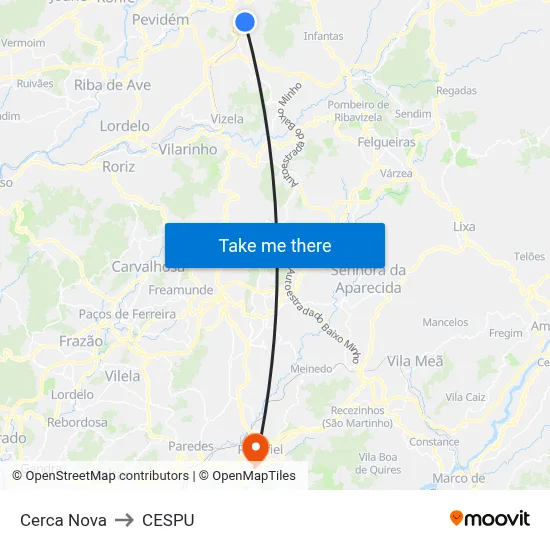 Cerca Nova to CESPU map