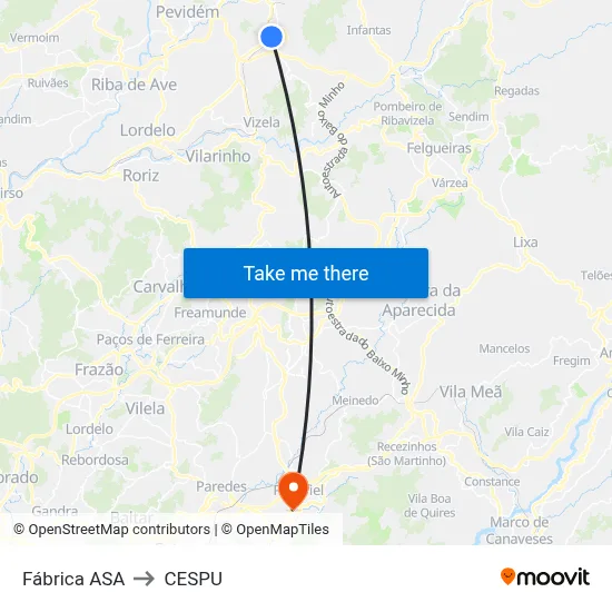 Fábrica ASA to CESPU map