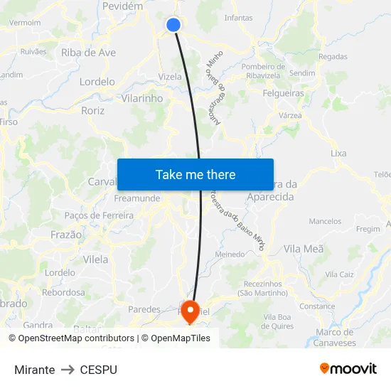 Mirante to CESPU map