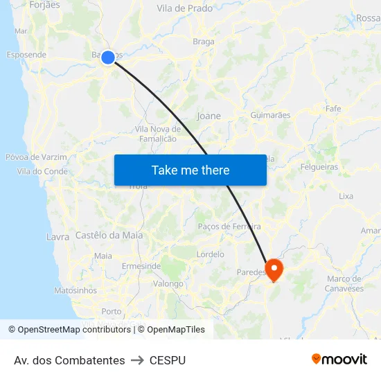 Av. dos Combatentes to CESPU map