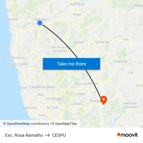 Esc. Rosa Ramalho to CESPU map