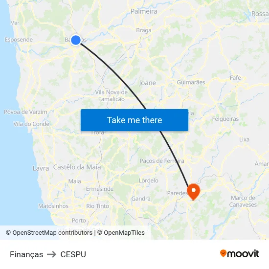 Finanças to CESPU map