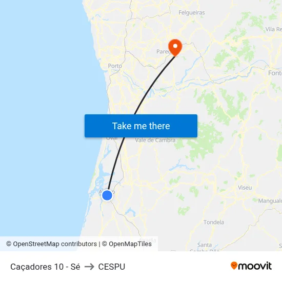 Caçadores 10 - Sé to CESPU map